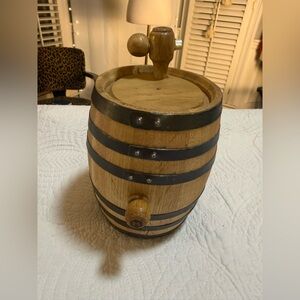 Rustic Mini Wooden Whiskey Barrel Drink Dispenser Farmhouse Bar Decor